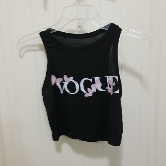 Black Sleeveless Halter V-Neck Cotton Printed Tops sz Medium - Picture 3 of 7